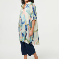 Abstract 3/4 Sleeve Short Shirt Dress