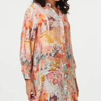 Abstract Long Sleeve Short Shirt Dress