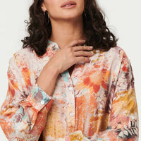 Abstract Long Sleeve Short Shirt Dress