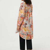 Abstract Long Sleeve Short Shirt Dress