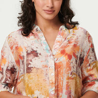 Abstract Long Sleeve Short Shirt Dress
