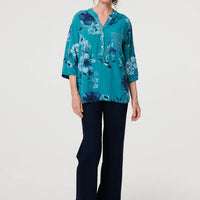 Floral Sequin Detail 3/4 Sleeve Blouse
