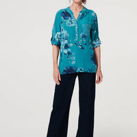 Floral Sequin Detail 3/4 Sleeve Blouse