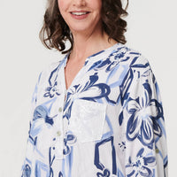Floral Sequin Embellished Blouse Top