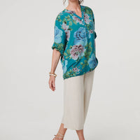 Floral Sequin Embellished Relaxed Blouse