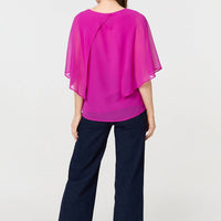 Semi Sheer Cut Out 3/4 Sleeve Blouse