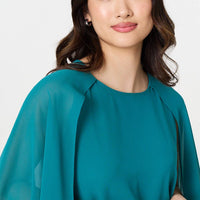 Semi Sheer Cut Out 3/4 Sleeve Blouse