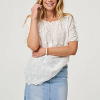 Floral Embroidered Bardot Neck Top
