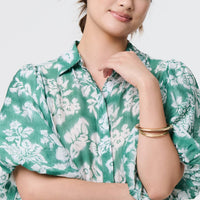Floral Print 1/2 Puff Sleeve Shirt