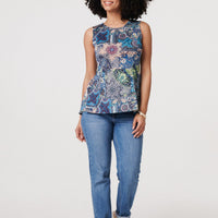 Paisley Sleeveless Round Neck Top