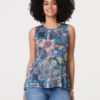 Paisley Sleeveless Round Neck Top
