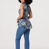 Paisley Sleeveless Round Neck Top