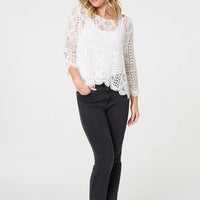 Lace Crochet Semi Sheer Layered Top
