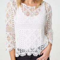 Lace Crochet Semi Sheer Layered Top