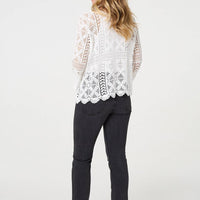 Lace Crochet Semi Sheer Layered Top
