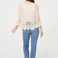 Crochet Lace 3/4 Sleeve Top