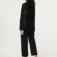 Lace Embellished V-Neck Long Sleeve Top