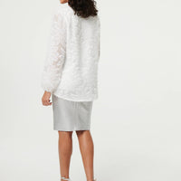 Lace Embellished V-Neck Long Sleeve Top