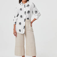 Tropical Print Relaxed Long Sleeve Shirt