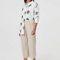 Tropical Print Relaxed Long Sleeve Shirt
