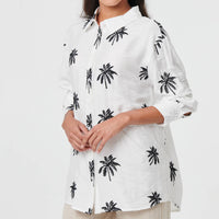 Tropical Print Relaxed Long Sleeve Shirt