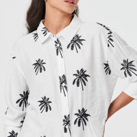 Tropical Print Relaxed Long Sleeve Shirt