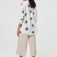 Tropical Print Relaxed Long Sleeve Shirt