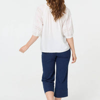 Broderie Anglaise 3/4 Puff Sleeve Blouse