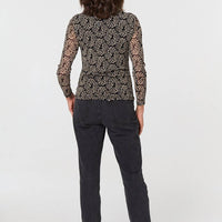 Printed Long Sleeve Fitted Top