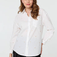 Heart Embroidered Long Sleeve Shirt
