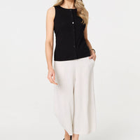 Sleeveless Button Front Slim Vest Top