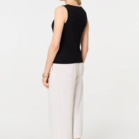 Sleeveless Button Front Slim Vest Top