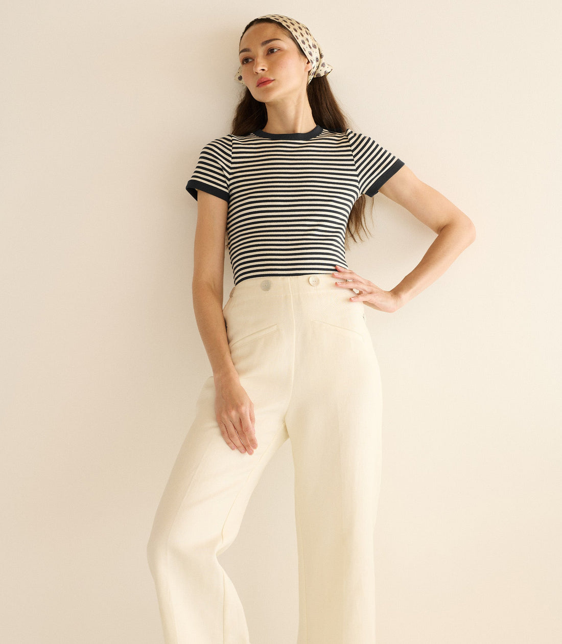 VIVI TEE -- BLACK NANTUCKET STRIPE