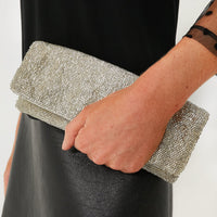 Silver Beaded Clutch