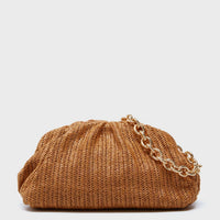 Dark Raffia Slouchy Clutch