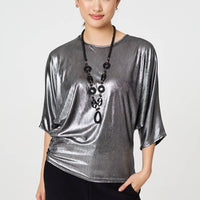 Metallic 3/4 Batwing Sleeve Top