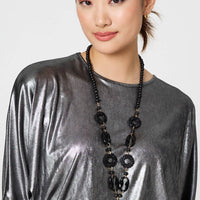 Metallic 3/4 Batwing Sleeve Top