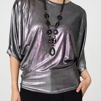 Metallic 3/4 Batwing Sleeve Top