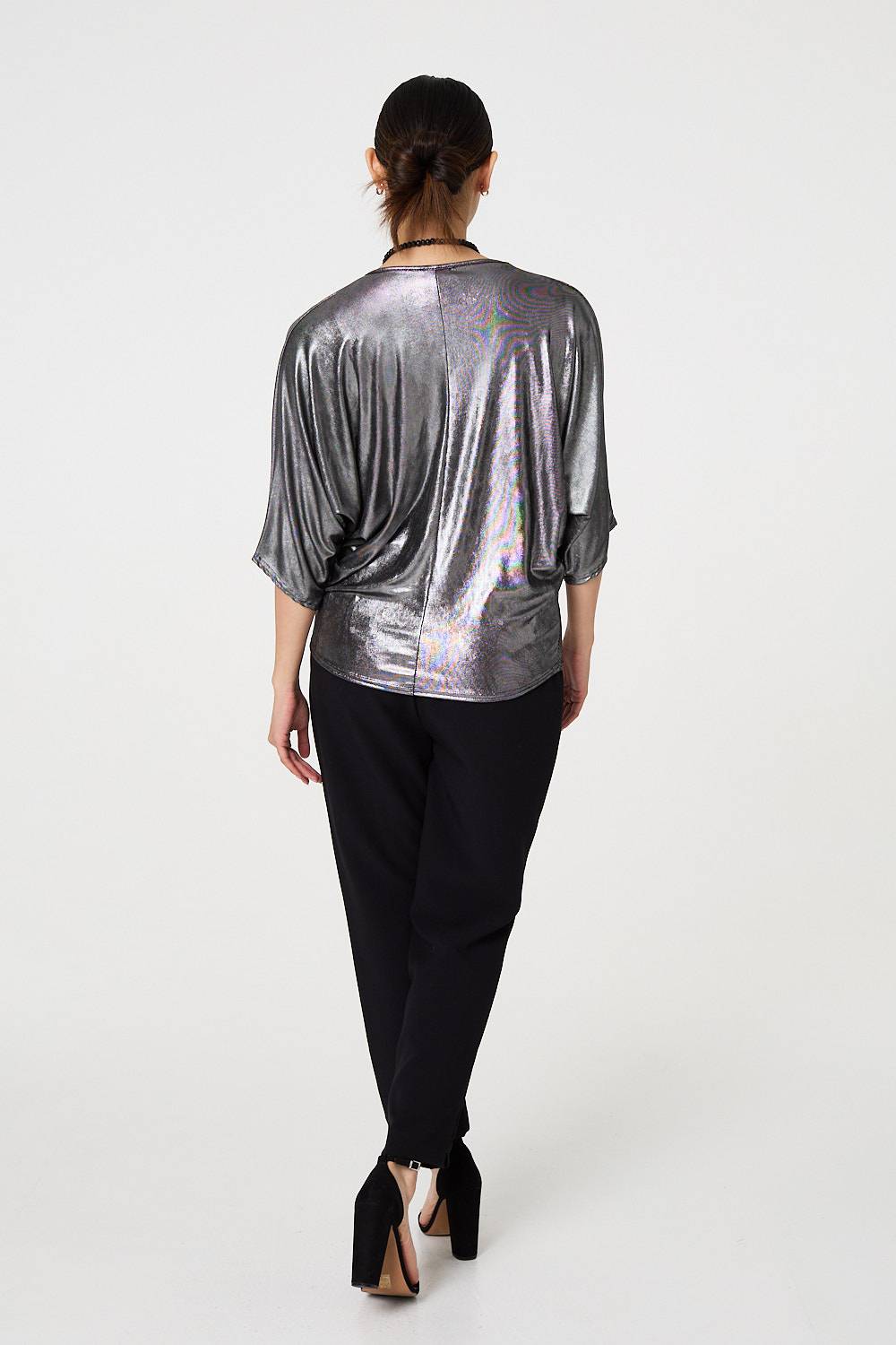Metallic 3/4 Batwing Sleeve Top