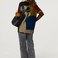 Abstract Long Sleeve Relaxed Knit Top